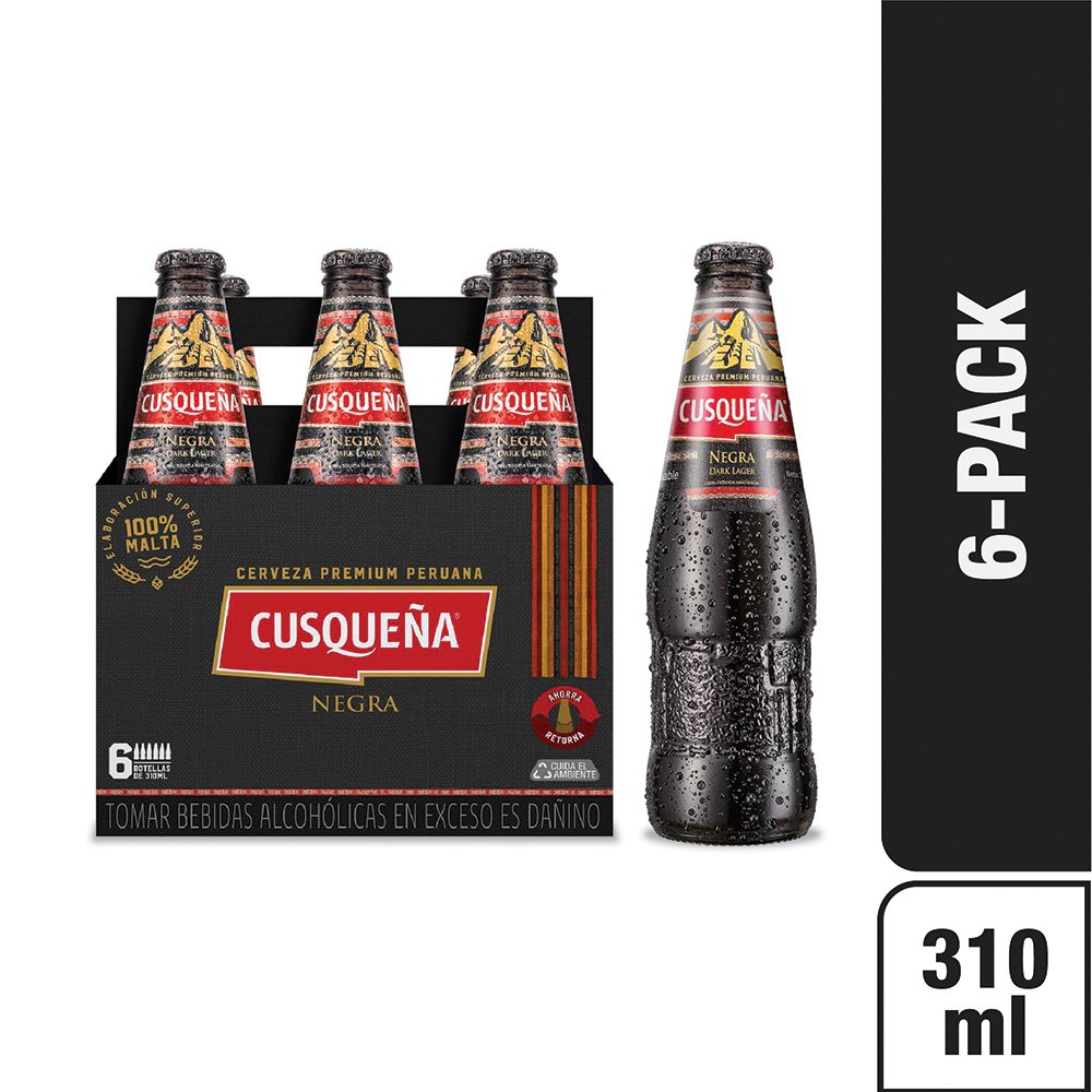 CERVEZA CUSQUEÑA NEGRA CEBADA MALTEADA 310 ML.