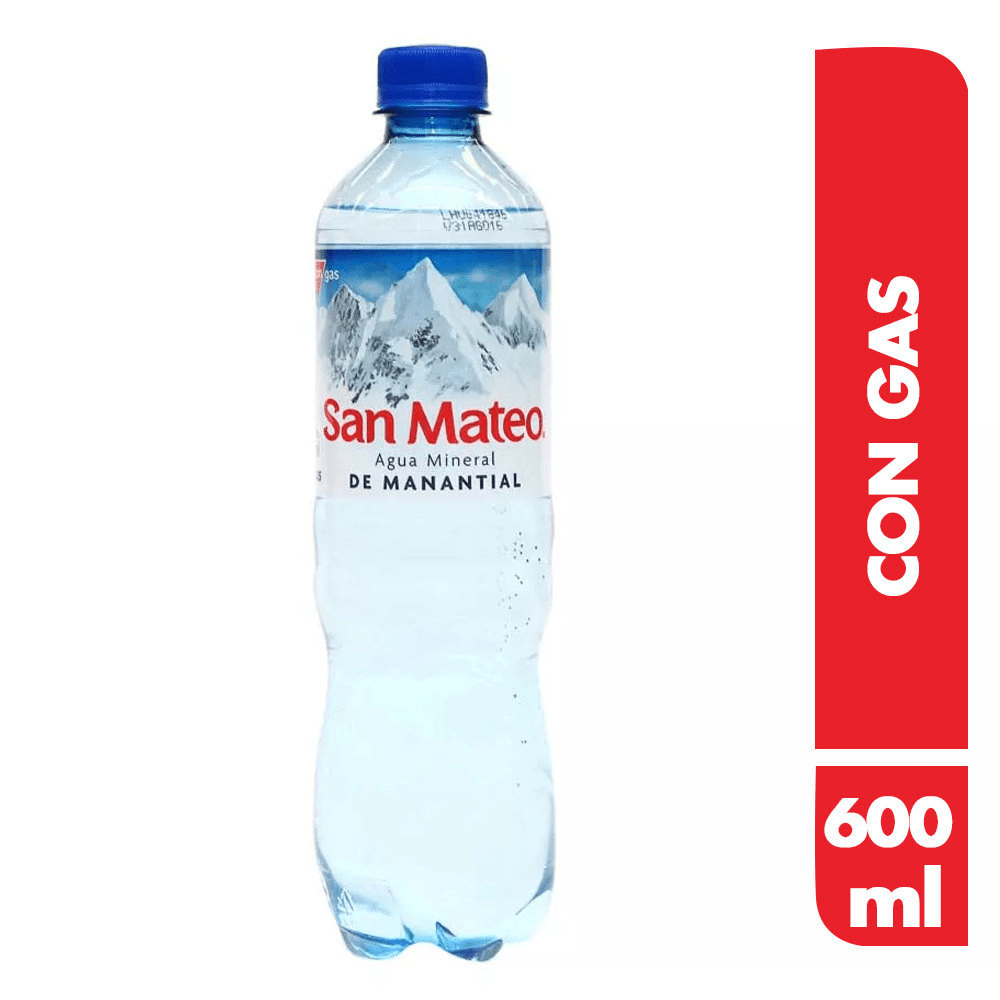 AGUA SAN MATEO CON GAS 600 ML.