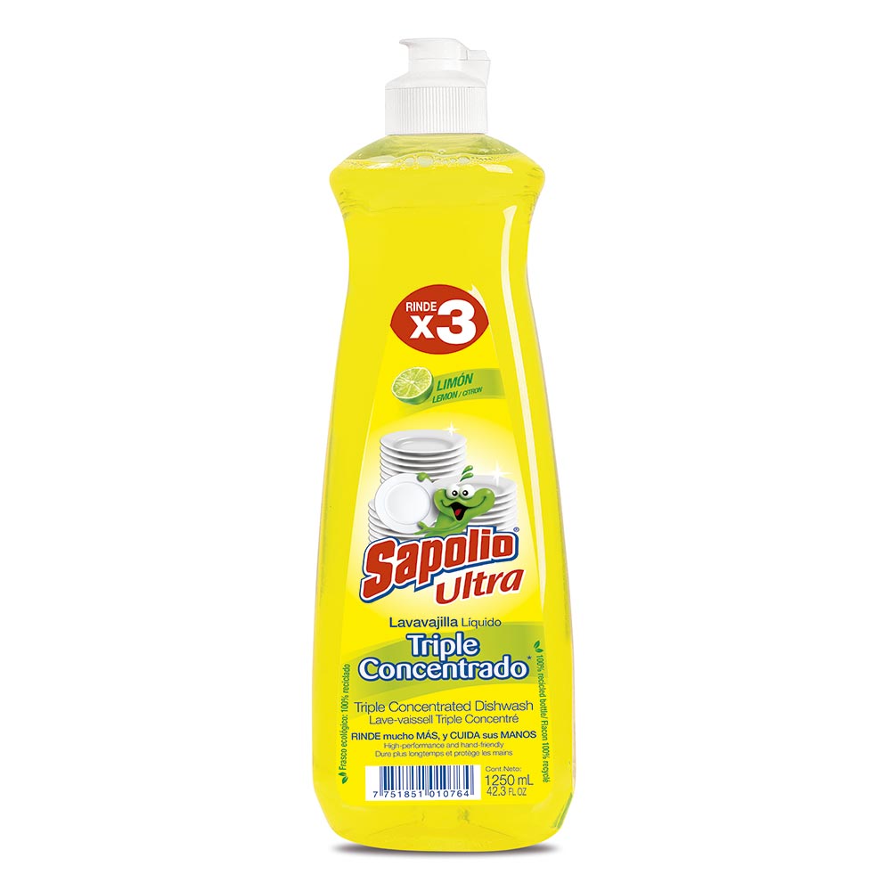 LAVA VAJILLA LÍQUIDA SAPOLIO LIMÓN 750 ML.