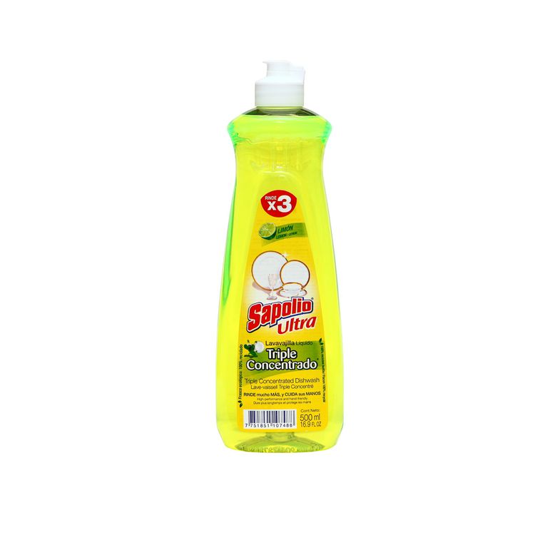 LAVA VAJILLA LÍQUIDA SAPOLIO LIMÓN 500 ML.