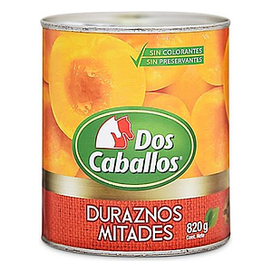 CONSERVA DURAZNOS DOS CABALLOS 820 GR.