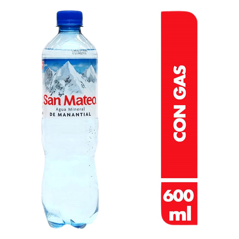 AGUA SAN MATEO CON GAS 600 ML.