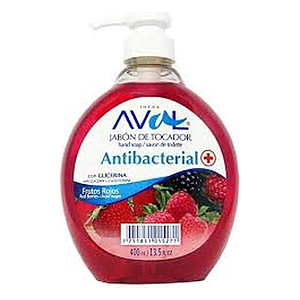 JABON AVAL LIQUIDO ANTIBACTERIAL ROJO 400 ML.