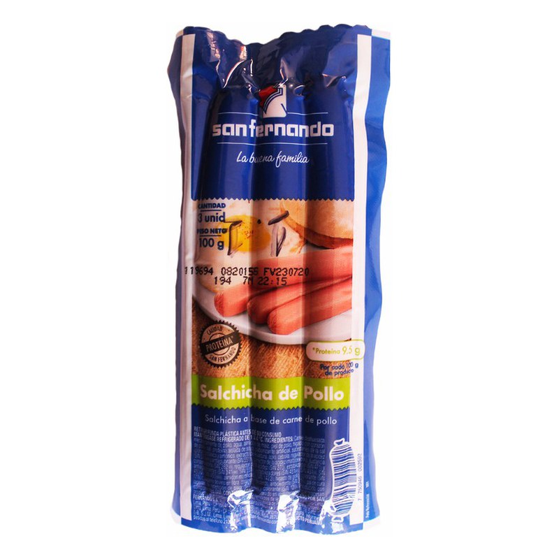 SALCHICHA DE POLLO SAN FERNANDO 100 GR. 3 UN.
