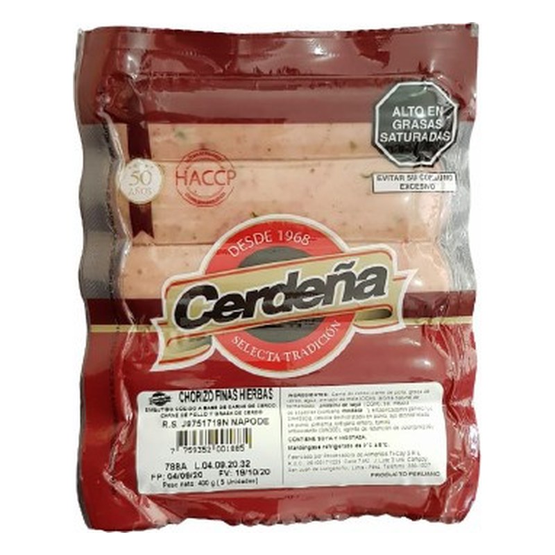 CHORIZO PARRILLERO FINAS HIERBAS CERDEÑA 10 UN.