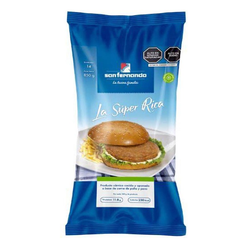 HAMBURGUESA DE POLLO SAN FERNANDO X 14 UND SUPER RICA